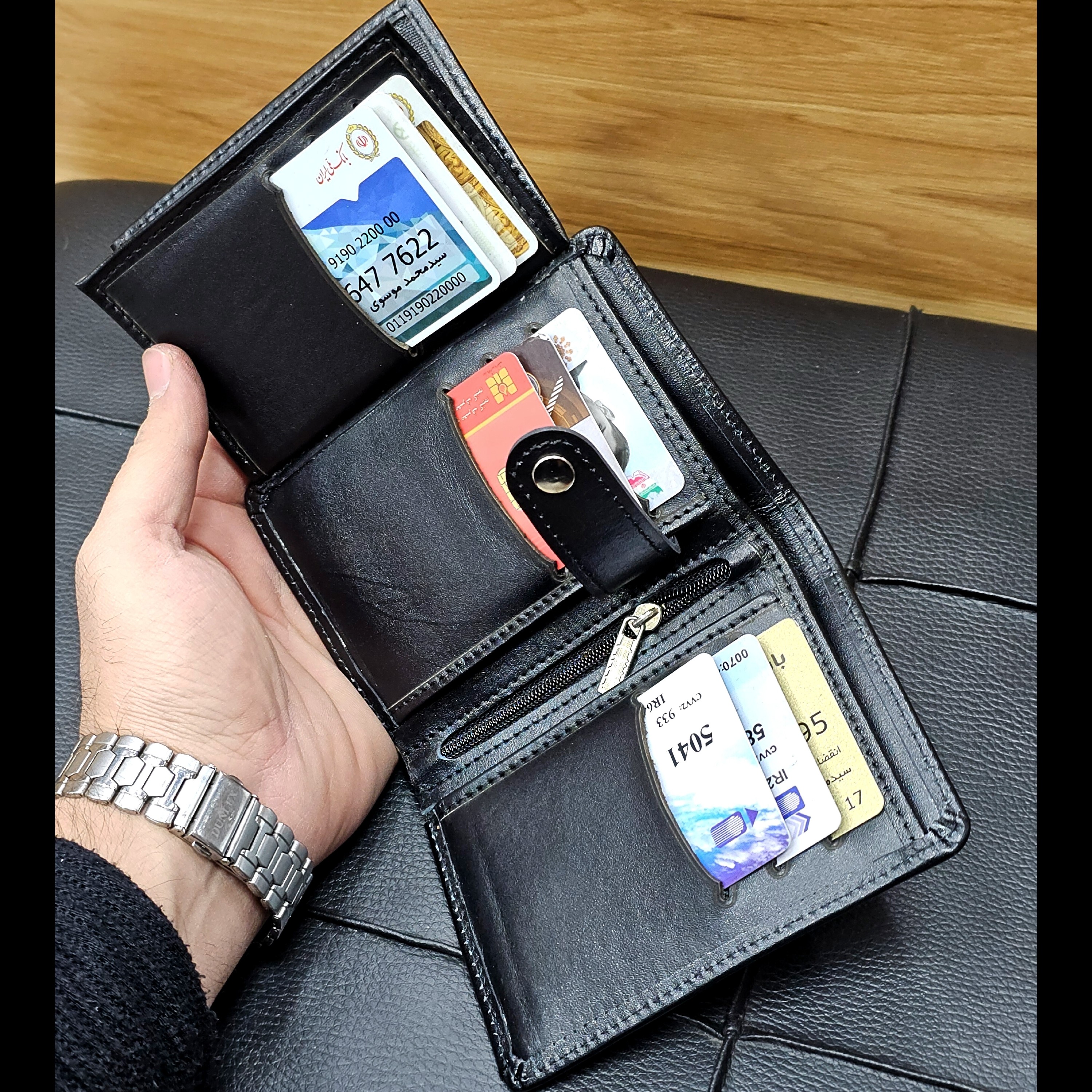 کیف پول جیبی چرم طبیعی کد 3074