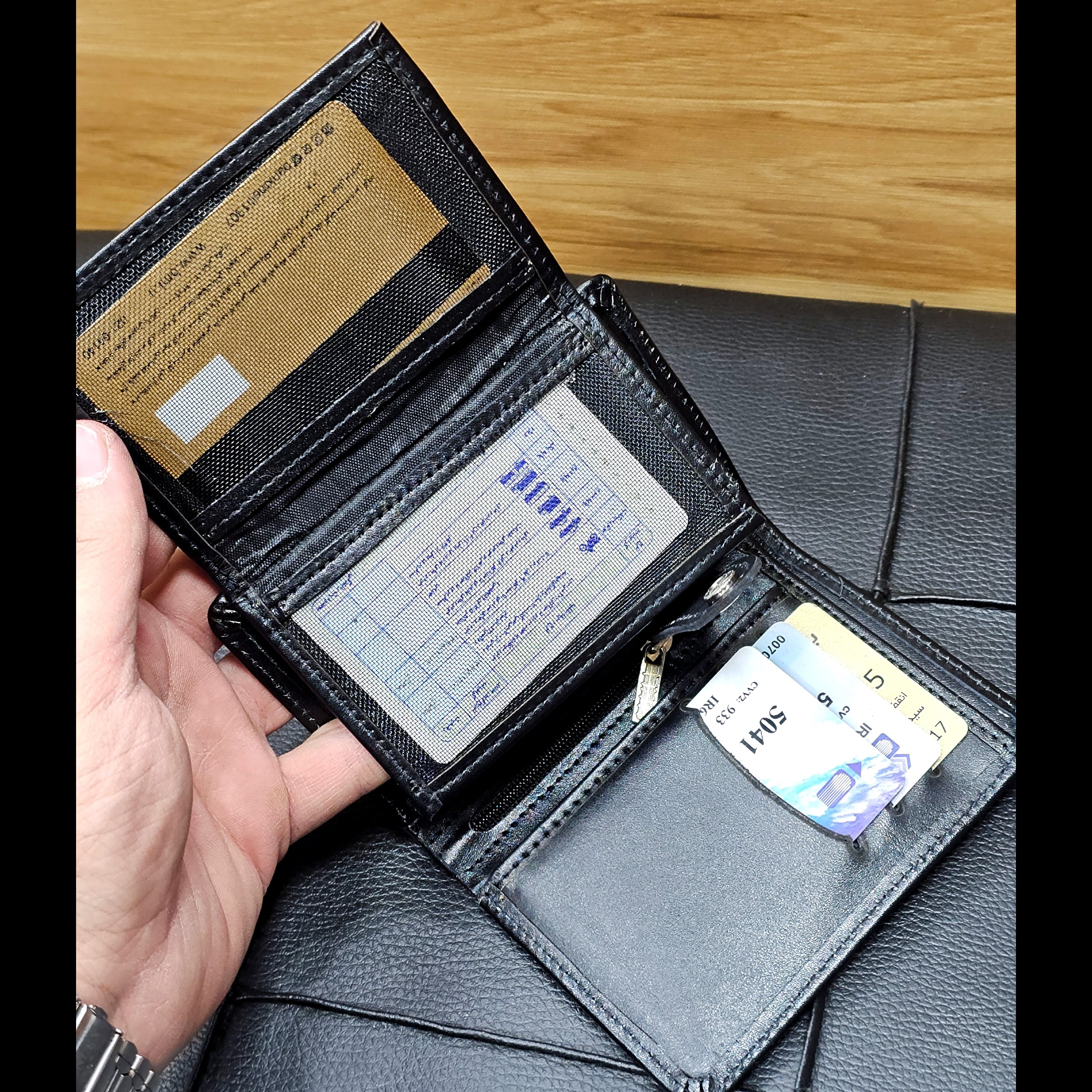 کیف پول جیبی چرم طبیعی کد 3074