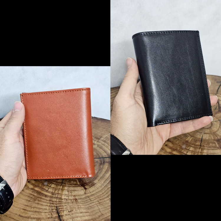 کیف پول جاکارتی دار چرم اصل گاوی کد 3070