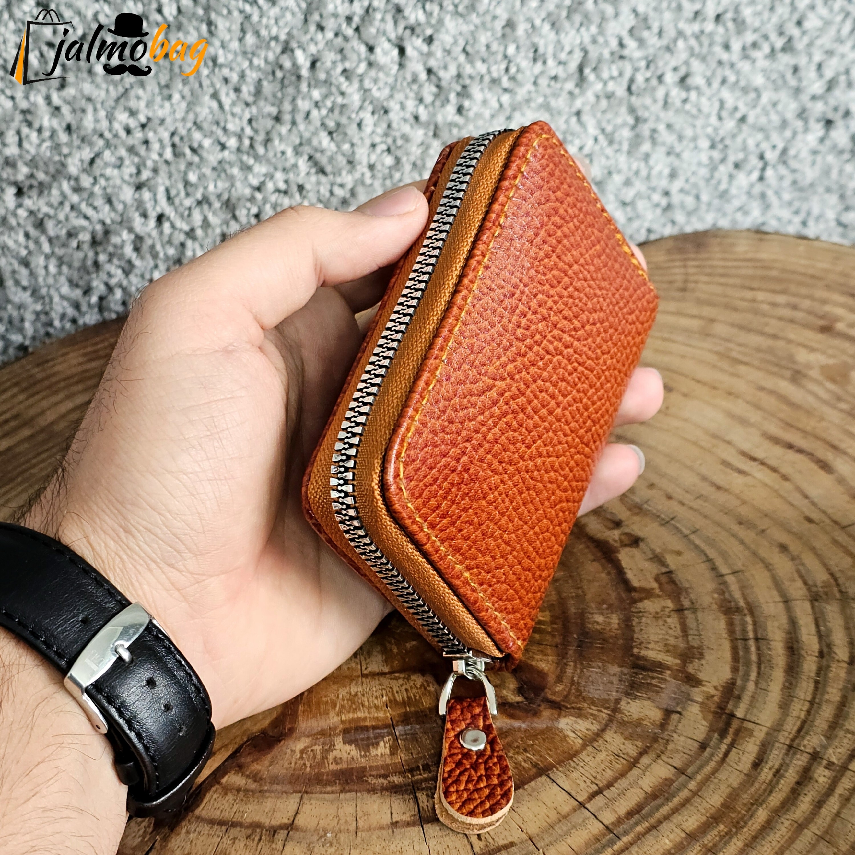 جاکارتی زیپدار چرم اصل کد 3056