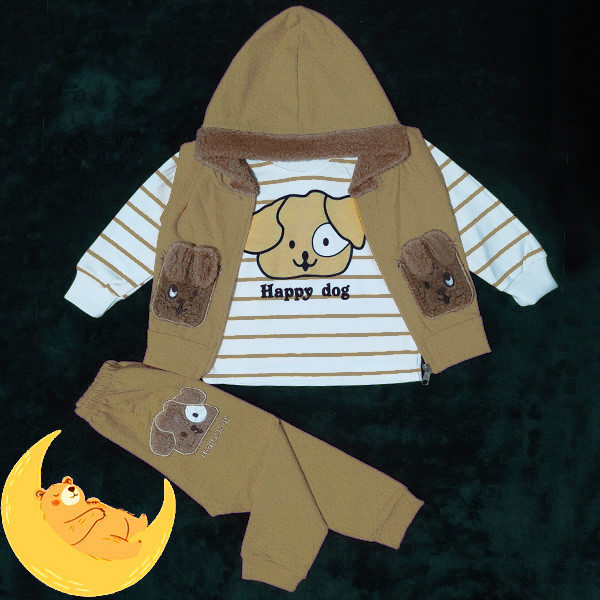 ست 3 تکه لباس نوزادی مدل Happy Dog کد Ne3