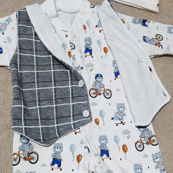 ست سرهمی و کلاه نوزادی کد Bike2