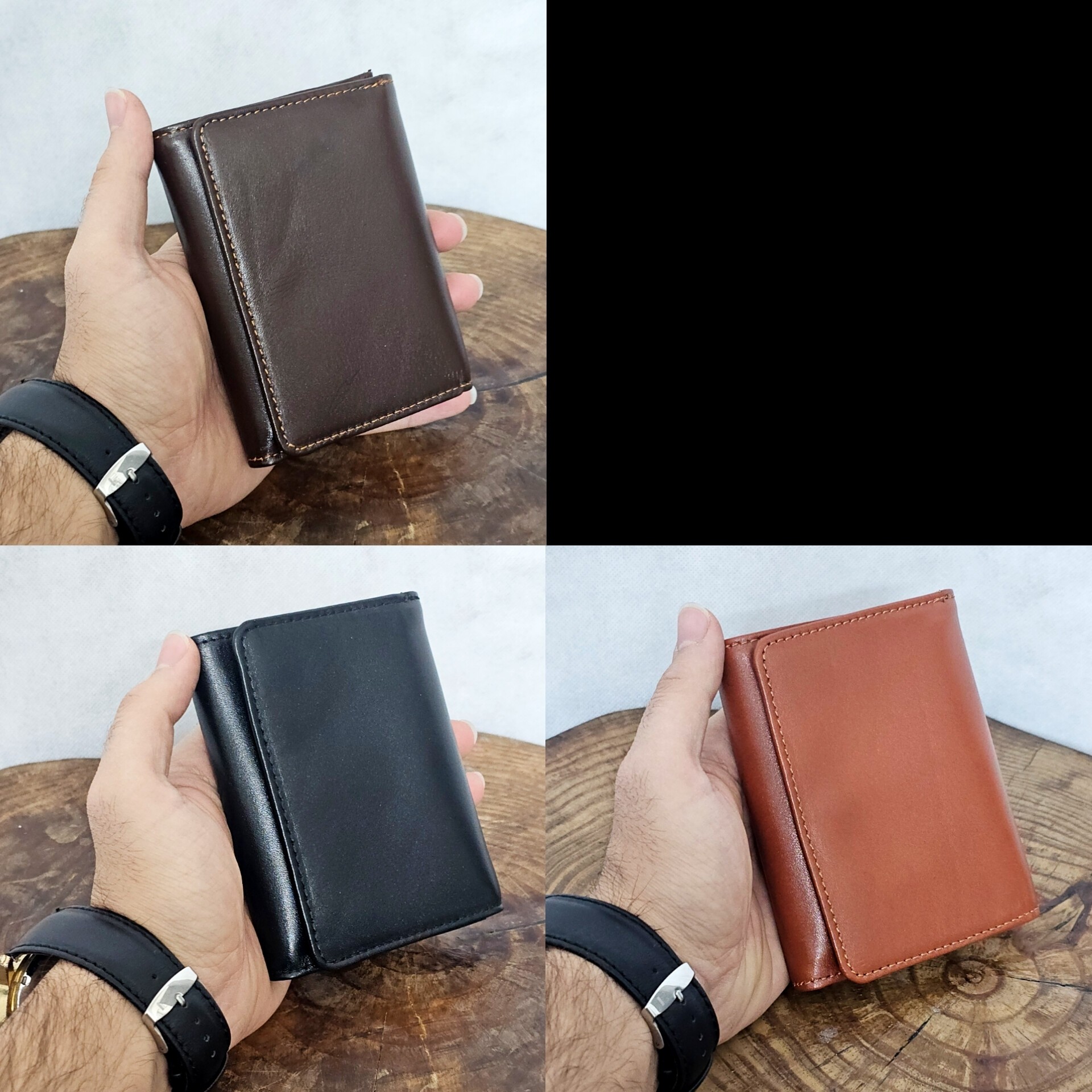 کیف پول چرم مردانه سه لت چرم اصل گاوی کد 3068