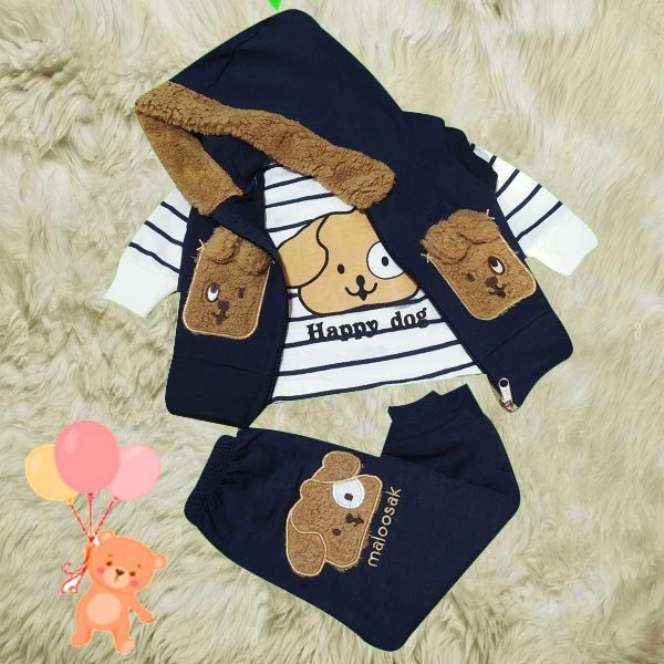ست 3 تکه لباس نوزادی مدل Happy Dog کد So3