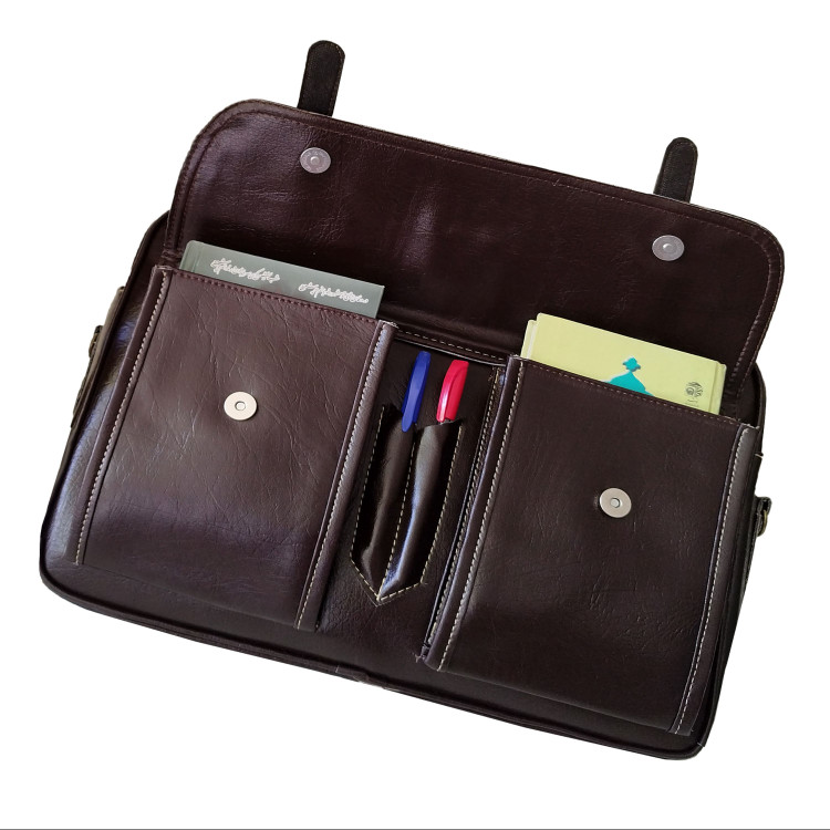 کیف اداری مردانه چرم مدل 1010 (دارای ضربه گیر لپ تاپ و بند دوشی)