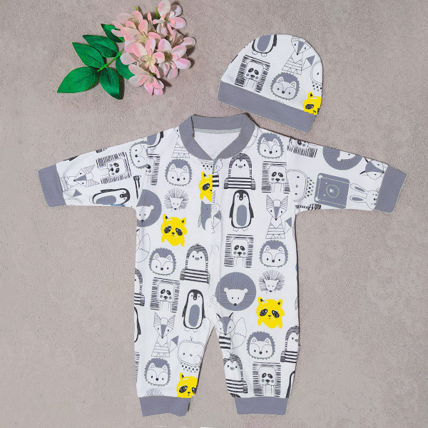 ست سرهمی و کلاه نوزادی مدل Penguin کد Tu2