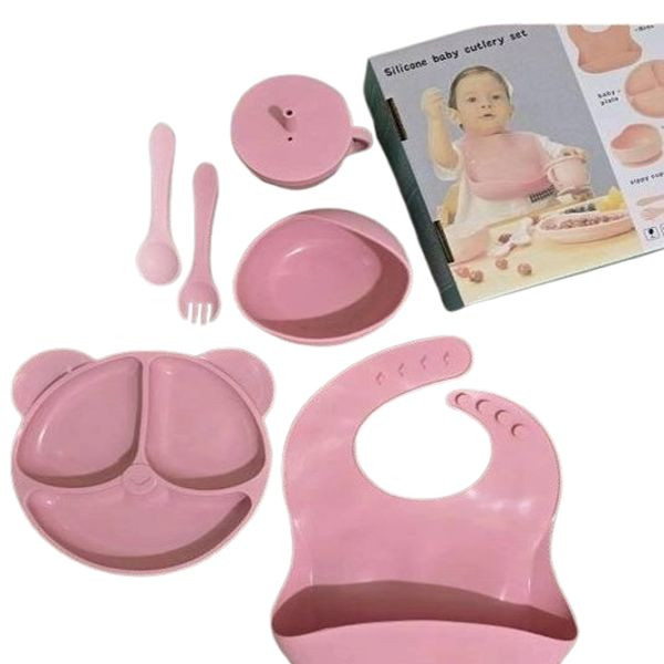 سرویس غذاخوری هفت پارچه کودک مدل Silicone012
