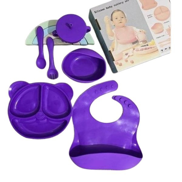 سرویس غذاخوری هفت پارچه کودک مدل Silicone012