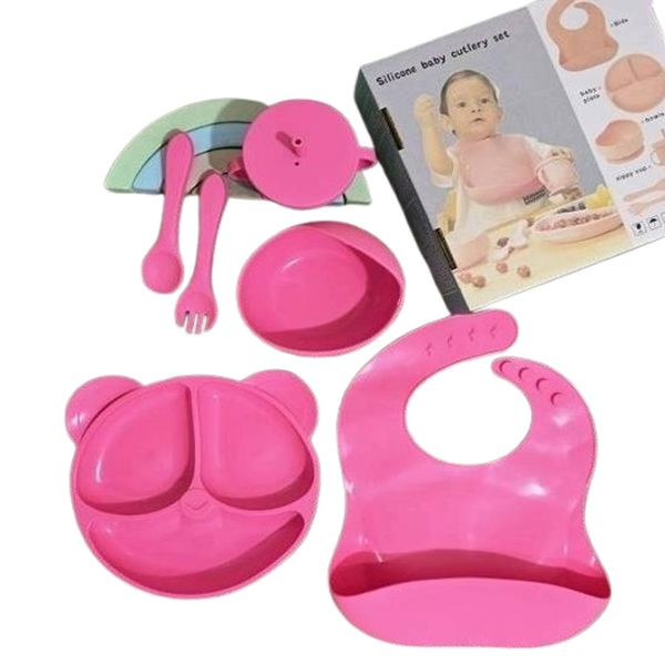 سرویس غذاخوری هفت پارچه کودک مدل Silicone012