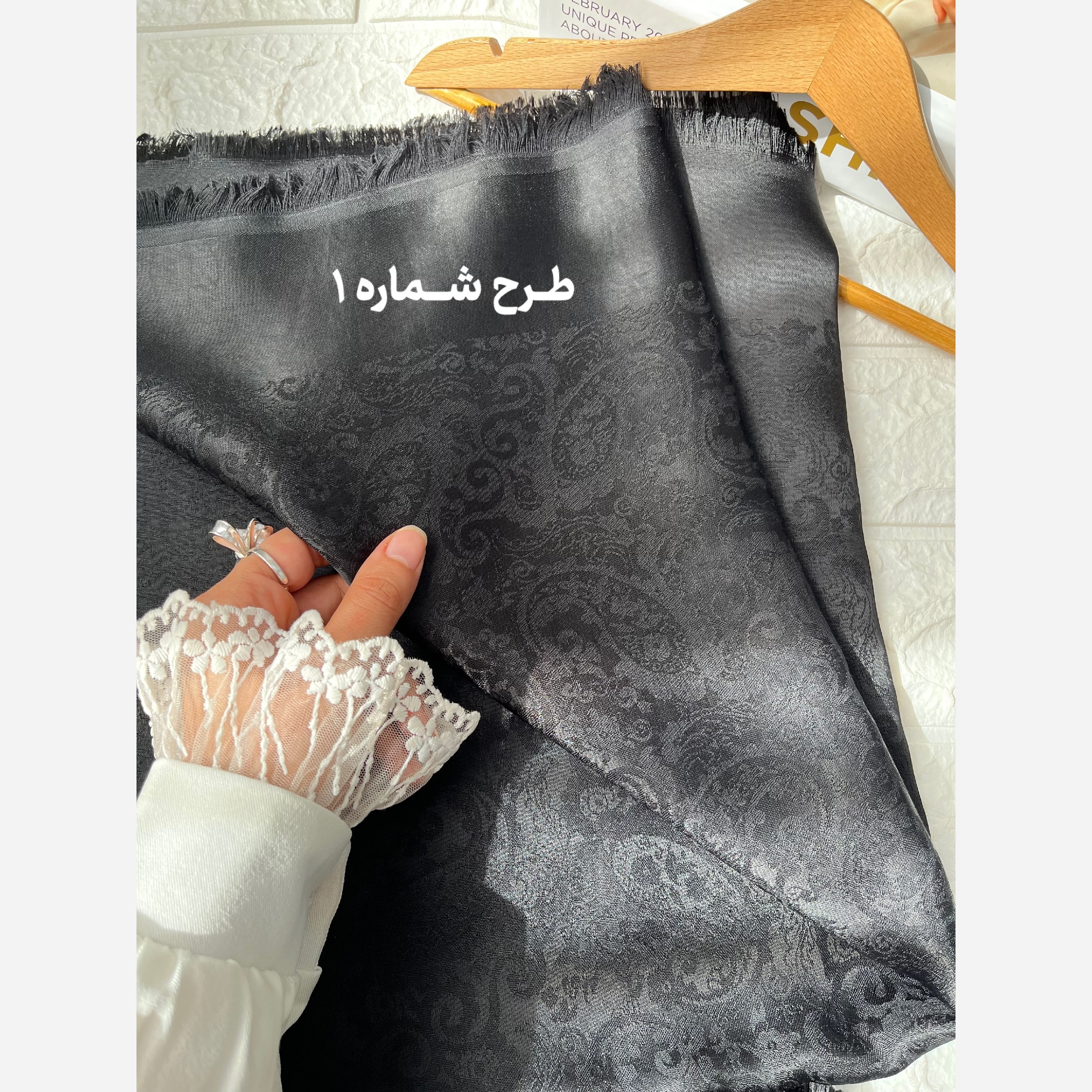 روسری زنانه مشکی ژاکارد قواره 140 ارسال رایگان و خرید قسطی