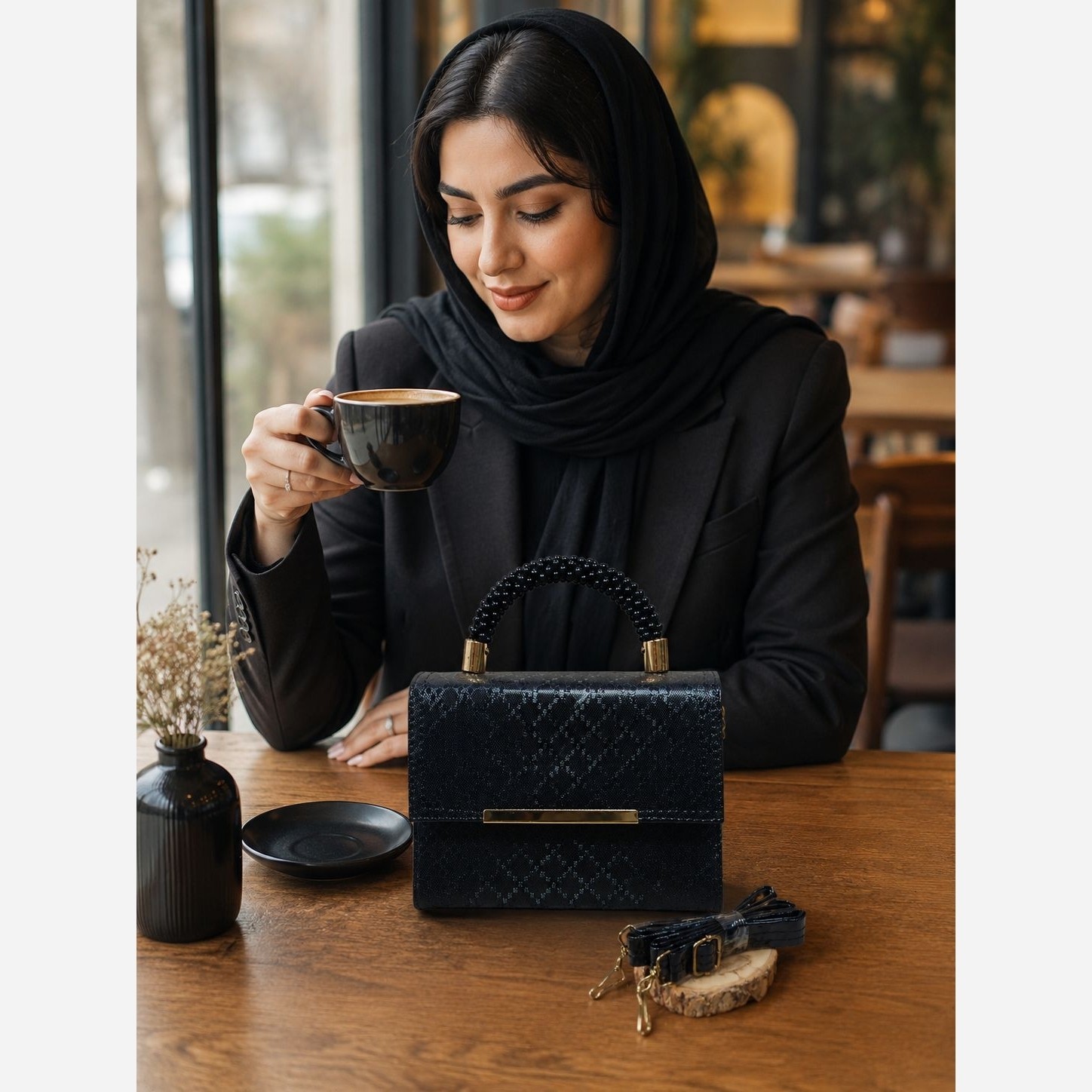 کیف زنانه دوشی دسته مروارید