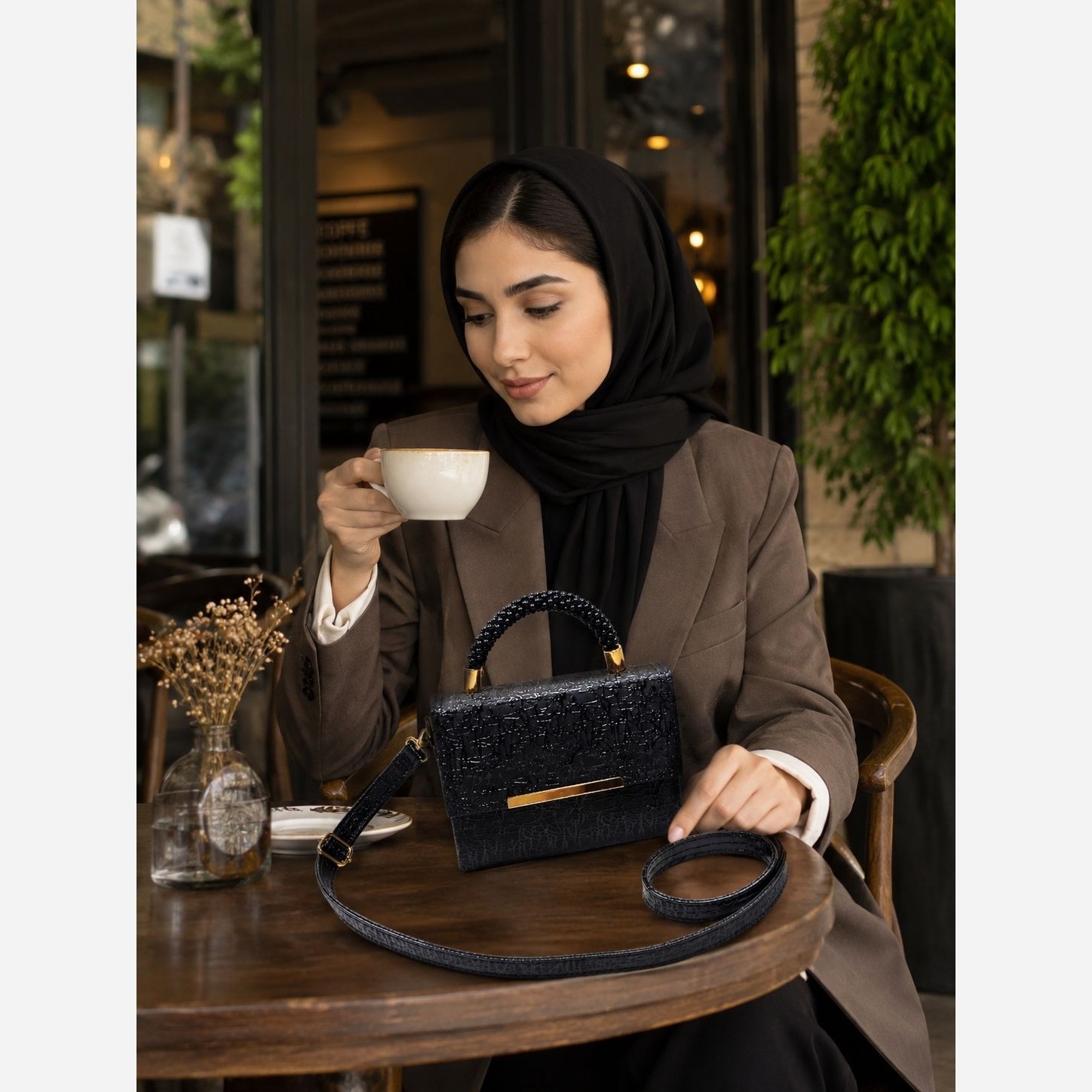 کیف زنانه دوشی دسته مروارید