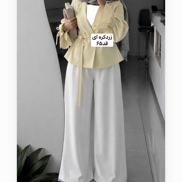کت زردکره ای/کت عروسکی/کت کمربنددار/کت/کت زنانه/مانتوکتی/مانتو/کت مازراتی