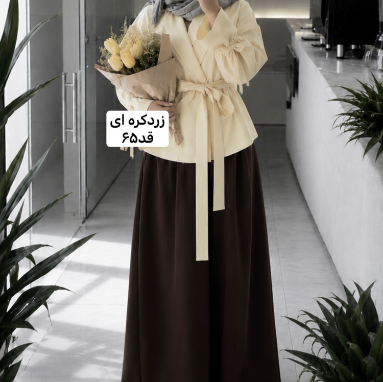 کت زردکره ای/کت عروسکی/کت کمربنددار/کت/کت زنانه/مانتوکتی/مانتو/کت مازراتی