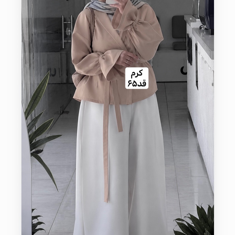 کت عروسکی/کت زنانه/کت/کت کمربنددار/کت کرم/مانتوکتی/مانتو