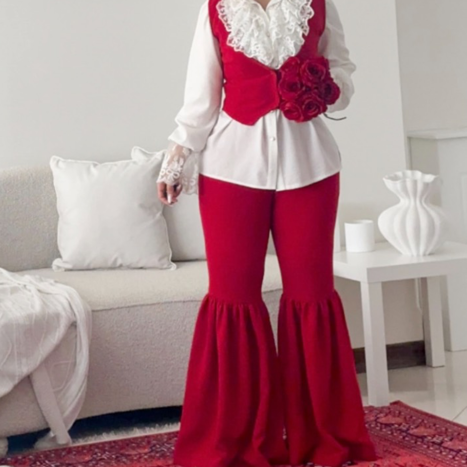 ست جلیقه وشلوار/جلیقه/شلوار/شلوار پایین پیلی/جلیقه زنانه/جلیقه دخترانه/شلوار