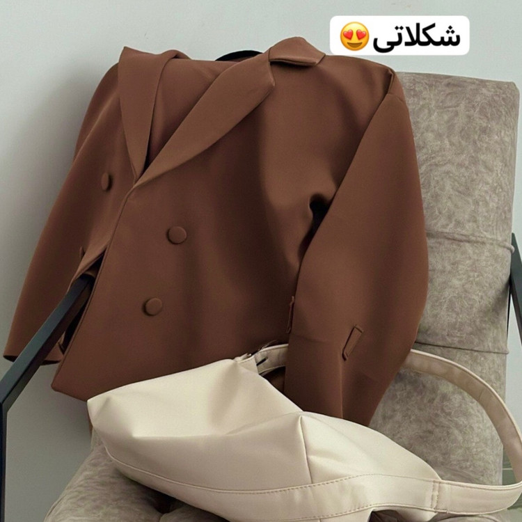 کت عروسکی شکلاتی/کت زنانه/کت عروسکی موکا/کت عروسکی قهوه ای/کت استین بنددار/کت/مانتو/مانتوکتی