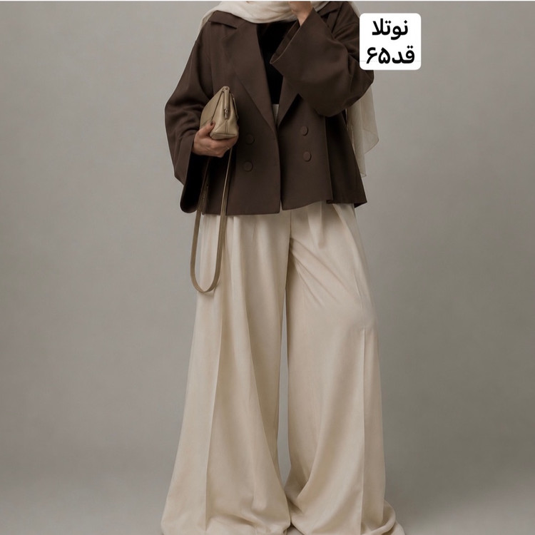 کت عروسکی شکلاتی/کت زنانه/کت عروسکی موکا/کت عروسکی قهوه ای/کت استین بنددار/کت/مانتو/مانتوکتی