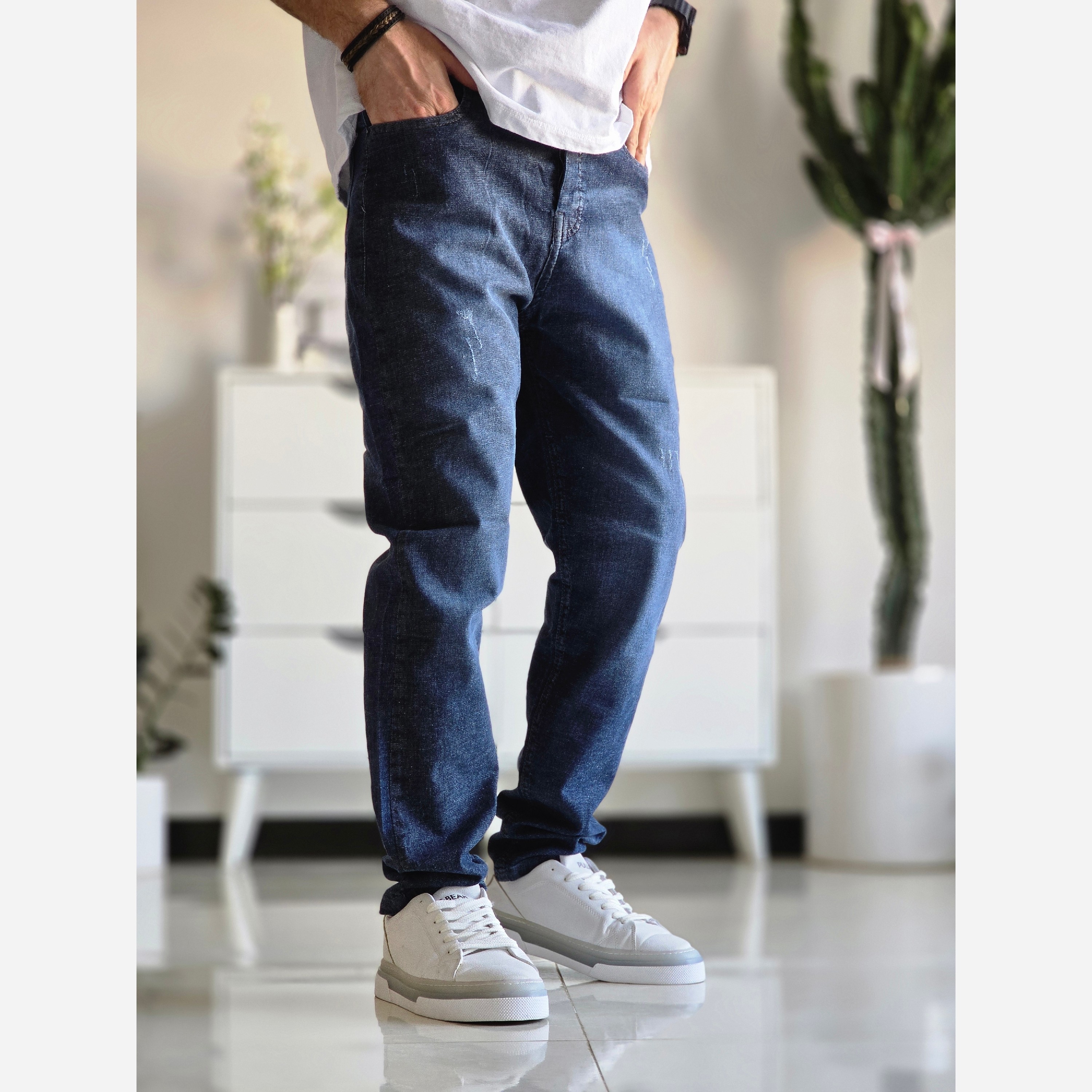 شلوار جین جذب مردانه پارچه کاغذی تمام کش