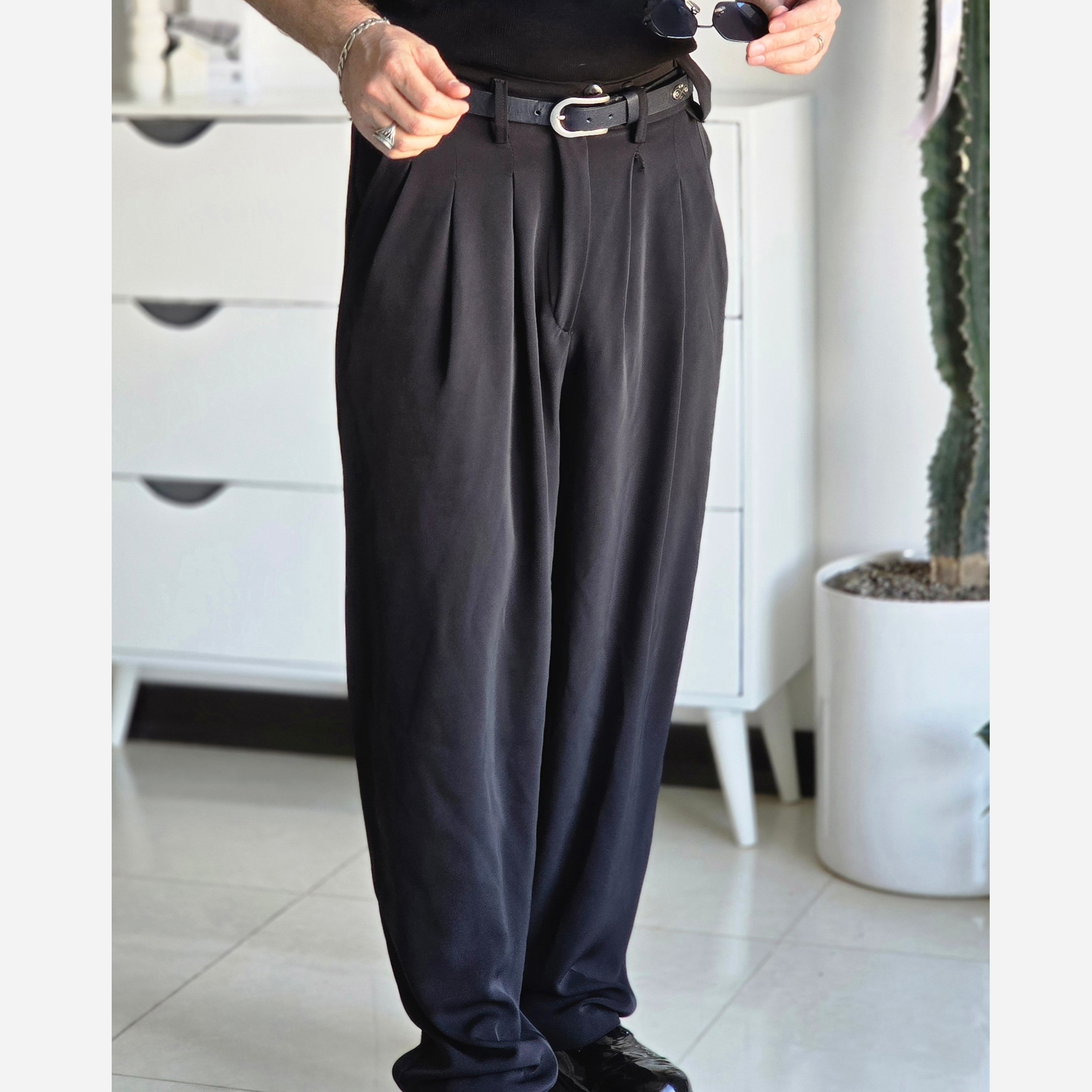 شلوار بگ پارچه ای پیله دار پارچه کاترین لخت و خنک