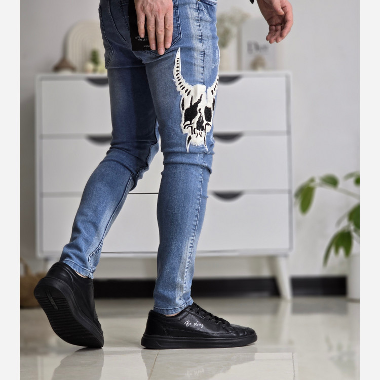 شلوار جین جذب طرح دار پارچه ترک سایز 40تا48