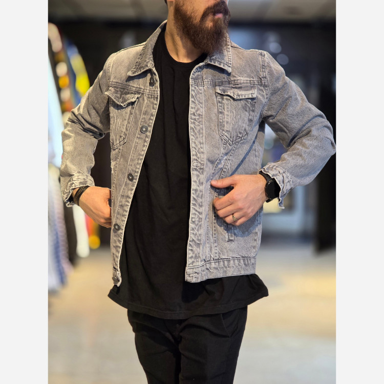 کت جین ذغالی بدون خز