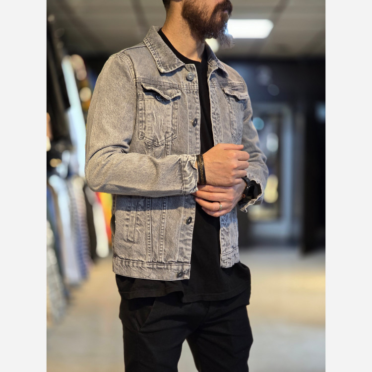 کت جین ذغالی بدون خز