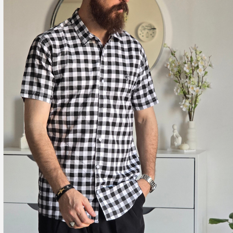 پیراهن استین کوتاه چهارخونه