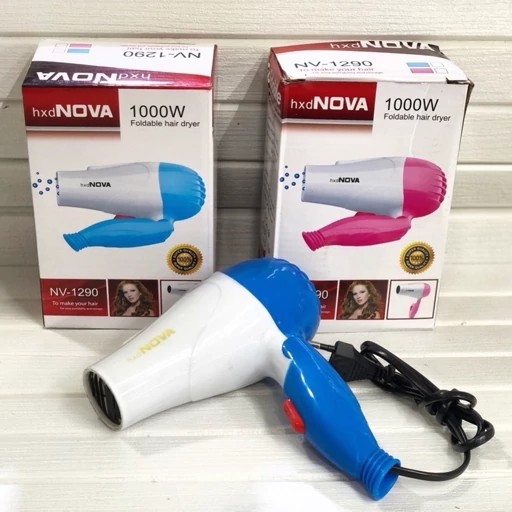 سشوار مسافرتی 1000 وات نوا مدل NV-1290، موتور AC، وزن 160 گرم، المنت فلز با ویژگی صافکنندگی، حجمدهندگی، با قابلیت باد...