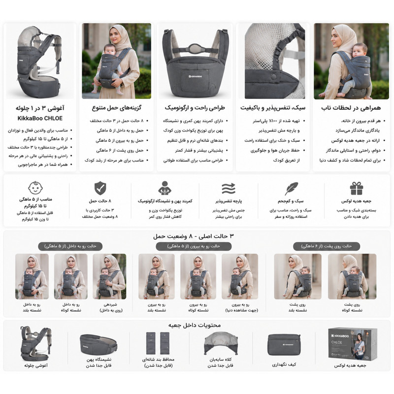 آغوشی نوزاد کیکابو مدل Kb010025
