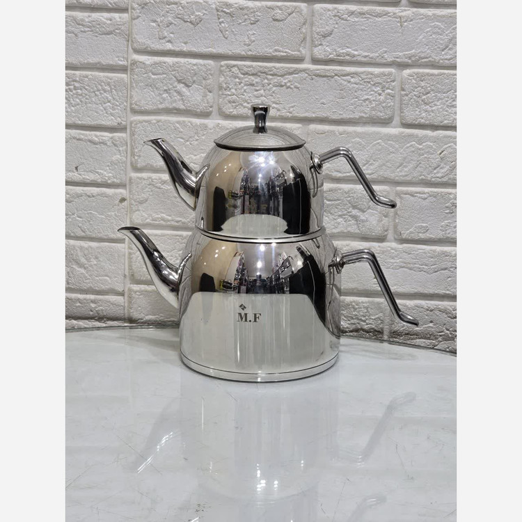 کتری قوری استیل روی هم/کف چدن/ضخیم درجه یک/وارداتی/اقساطی