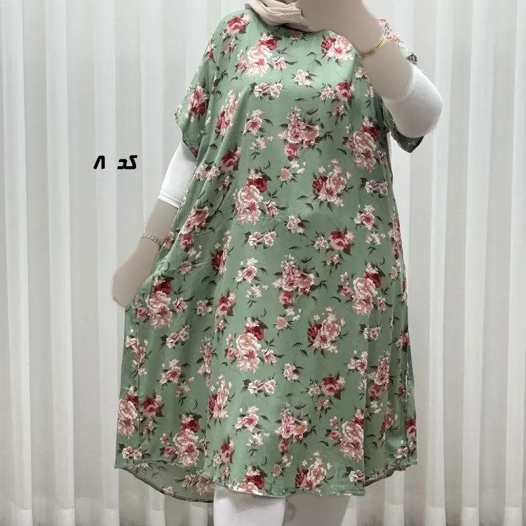پیراهن ساحلی زنانه آستین کوتاه نخی خارجی فری سایز مناسب تا سایز 52