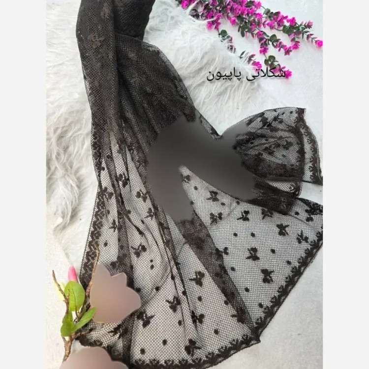 شال تور دانتل طرحدار حاشیه دانتل ابعاد 180 در 70 زنانه