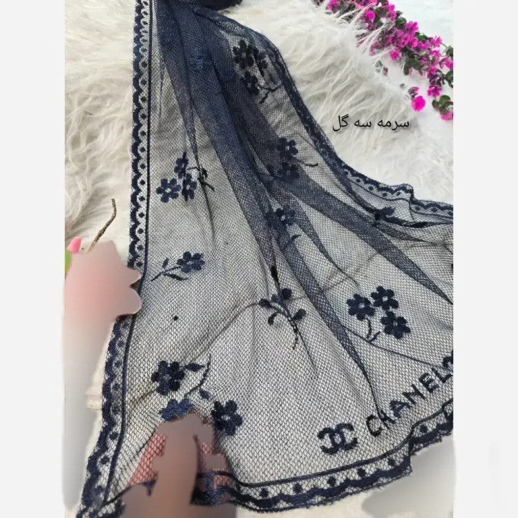 شال تور دانتل طرحدار حاشیه دانتل ابعاد 180 در 70 زنانه