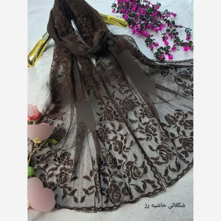 شال تور دانتل طرحدار حاشیه دانتل ابعاد 180 در 70 زنانه