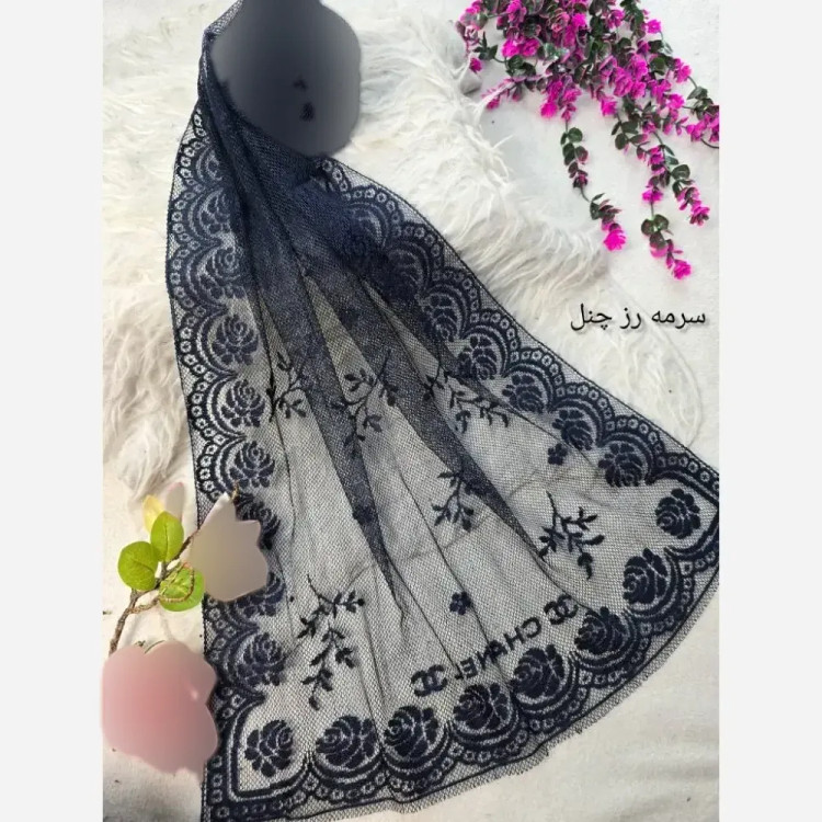 شال تور دانتل طرحدار حاشیه دانتل ابعاد 180 در 70 زنانه
