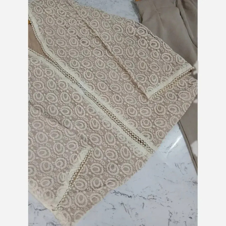 ست کت و شلوار مجلسی زنانه گیپور دانتل و مازراتی مدل گندم