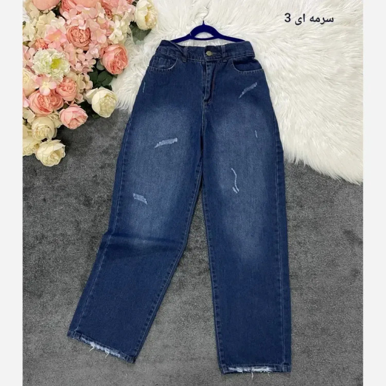 شلوار نیم بگ جین زنانه درجه یک پشت کش سایز 38 تا 48