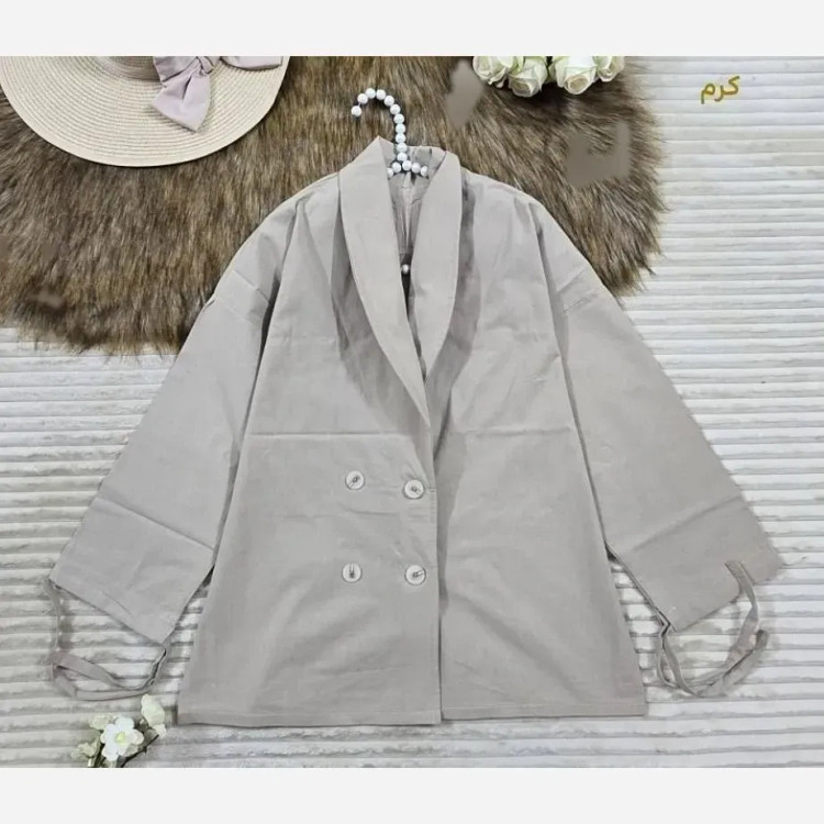 کت آستین بندی لنین شسته شده اعلا فری سایز مناسب تا 48
