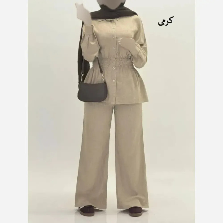 ست شومیز شلوار زنانه مدل شالیز جنس صوفیا ژاکارد درجه یک فری سایز