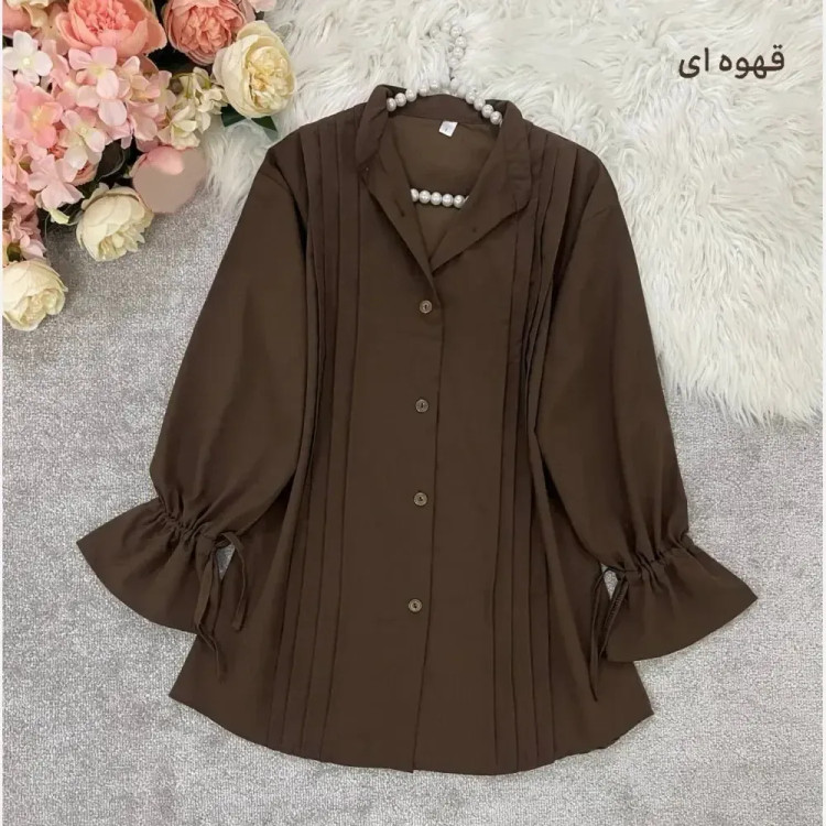 مانتو داکرون آستین شیپوری بنددار چهار پیله زنانه (3)