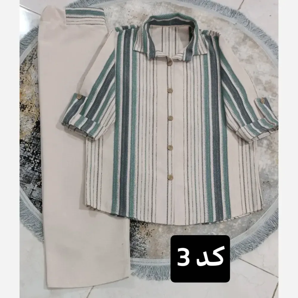 ست شومیز و شلوار زنانه لنین لمه دوزی شده سایز 38 تا 46
