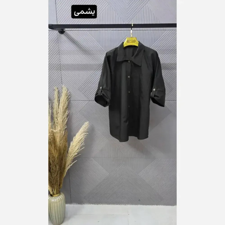 شومیز زنانه داکرون اعلا فری سایز جیب دار آستین گت دار