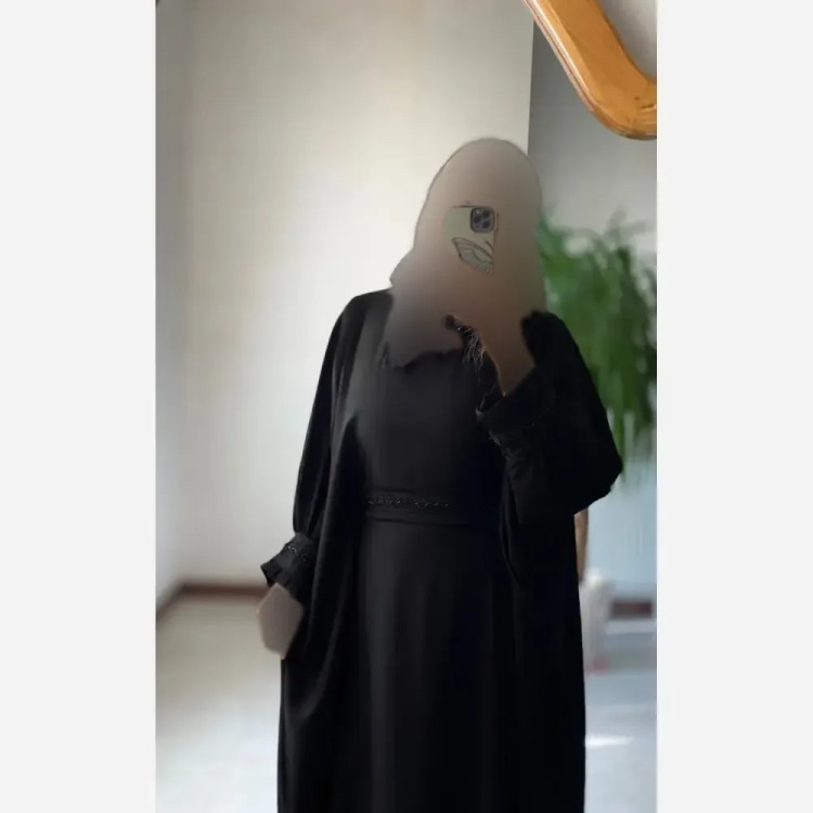 عبا زنانه مدل راحیل جنس الیزه درجه یک رنگ مشکی فری سایز