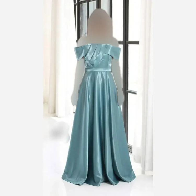 پیراهن مجلسی زنانه ساتن آمریکایی آیینه ای کاپدار قد 150