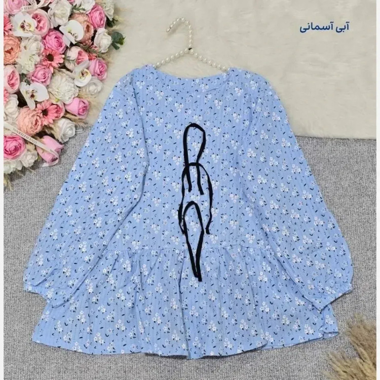 تونیک مانتویی گل گچی پایین کلوش فری سایز تا 48 (2)