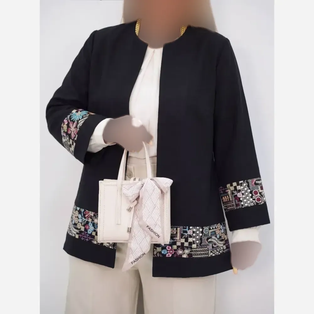 کت تابستانه زنانه شانتون خرجکار سوزن دوزی فری سایز