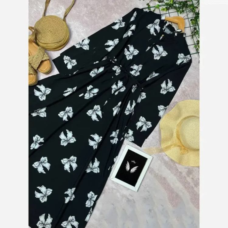 پیراهن زنانه کرپ بوگاتی مدل پریناز سایز 38 تا 48 رنگ مشکی و نسکافه ای