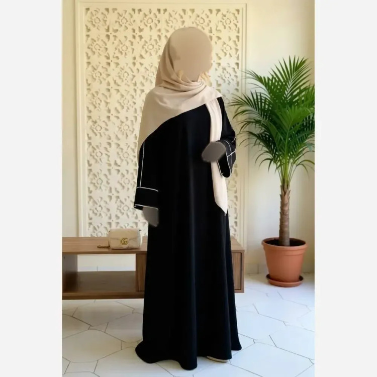 مانتو عبای پریا جنس الیزه ترک مشکی سایز یک و دو