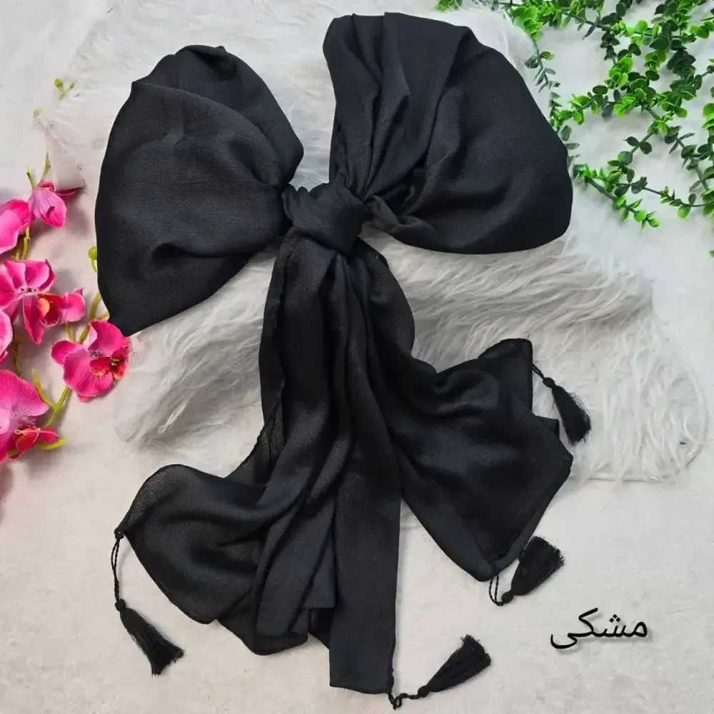 شال کریستال کرپ کریستال شنی ابعاد 180 در 74 رنگ مشکی سفید کرم